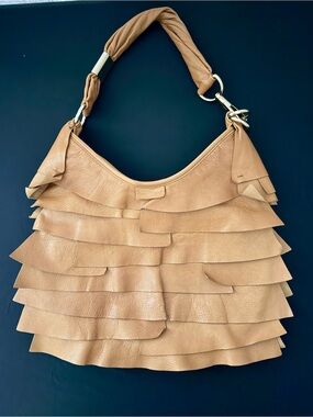 Yves Saint Laurent Tan Ruffle Leather Shoulder Bag